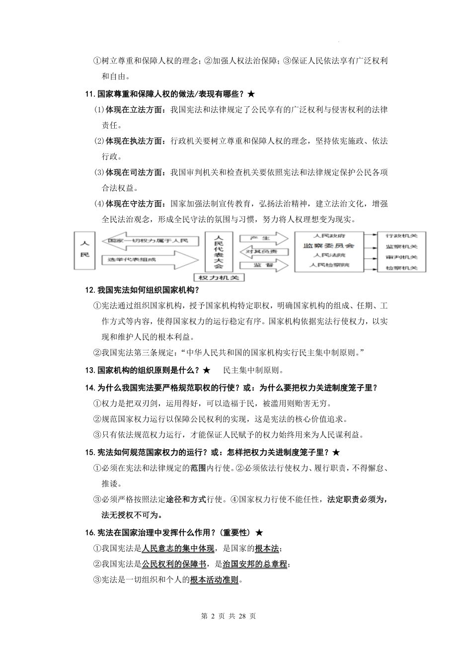 八年级下册道德与法治期末复习重要知识点提纲（含期末试卷及答案全套）.docx_第2页