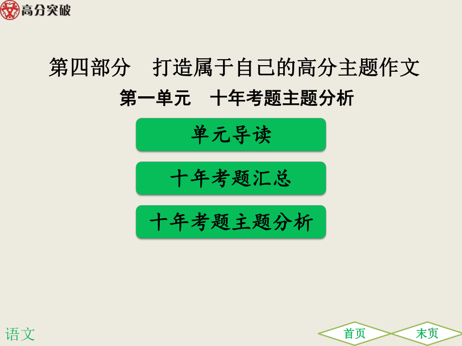 2019中考满分作文必备：第一单元--十年考题主题分析课件.ppt_第1页