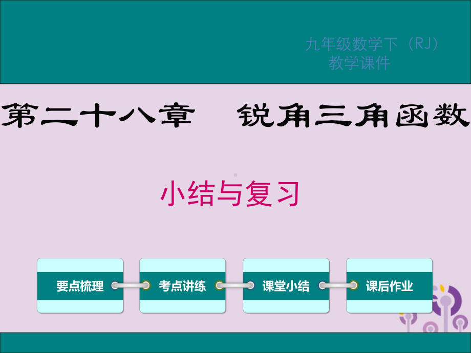 2019春九年级数学下册第二十八章锐角三角函数小结与复习课件(新版)新人教版.ppt_第1页