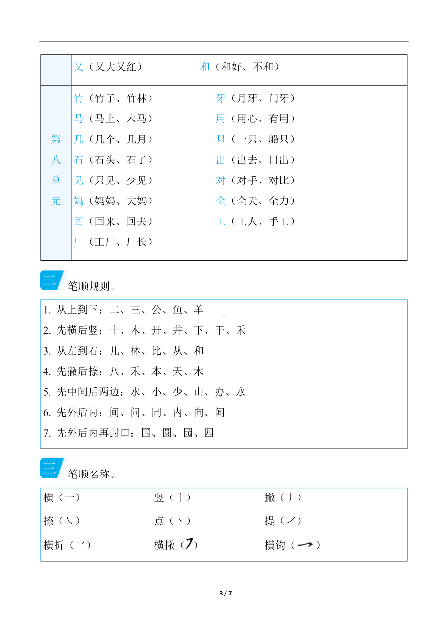 部编版语文一年级上册 语基要素梳理-字形.docx_第3页