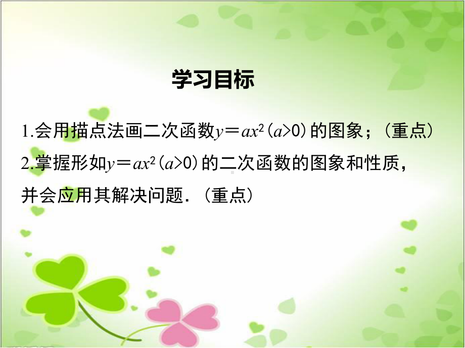 2022年数学九下《二次函数y=axa＞的图象与性质》课件(新湘教版).ppt_第1页