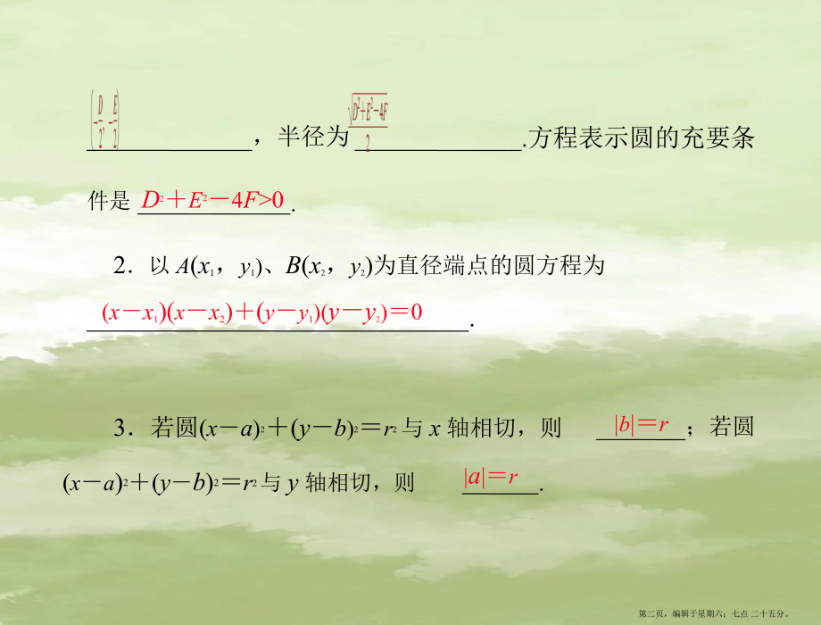 2022年高考理数一轮复习-第十一章-第3讲-圆的方程-[配套课件].ppt_第2页