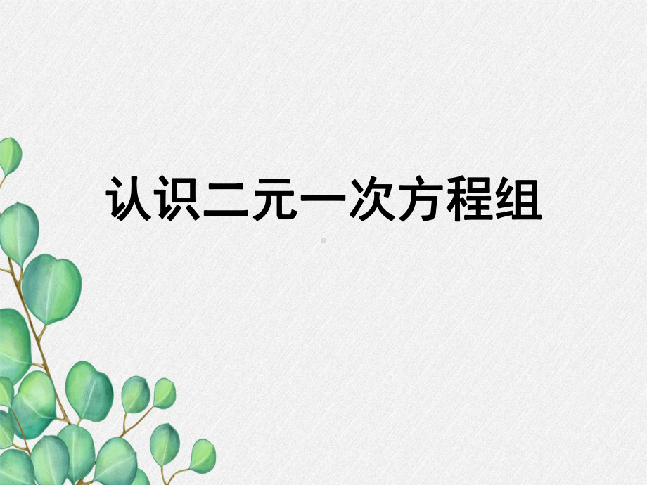 《认识二元一次方程组》同步课堂教学课件-(一等奖)2022年最新.ppt_第1页