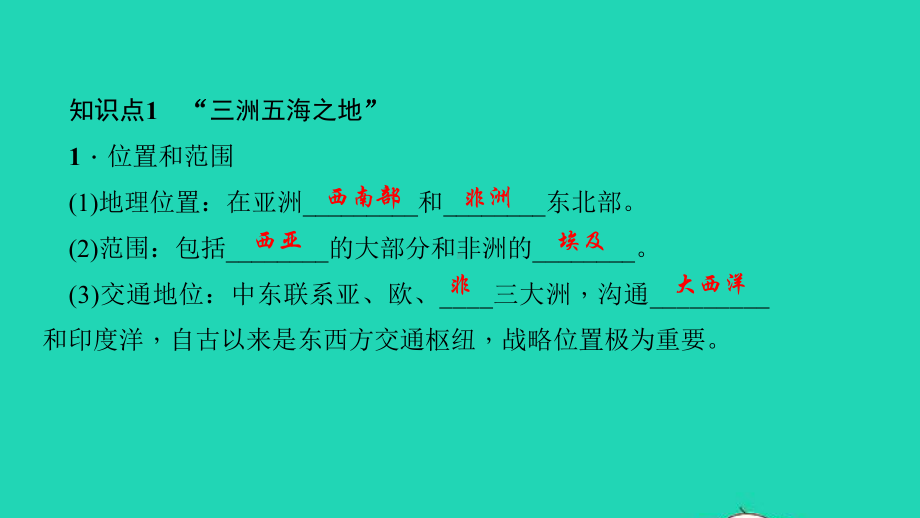 七年级地理下册第八章第一节中东第1课时三洲五海之地世界石油宝库作业课件新版新人教版01.ppt_第3页