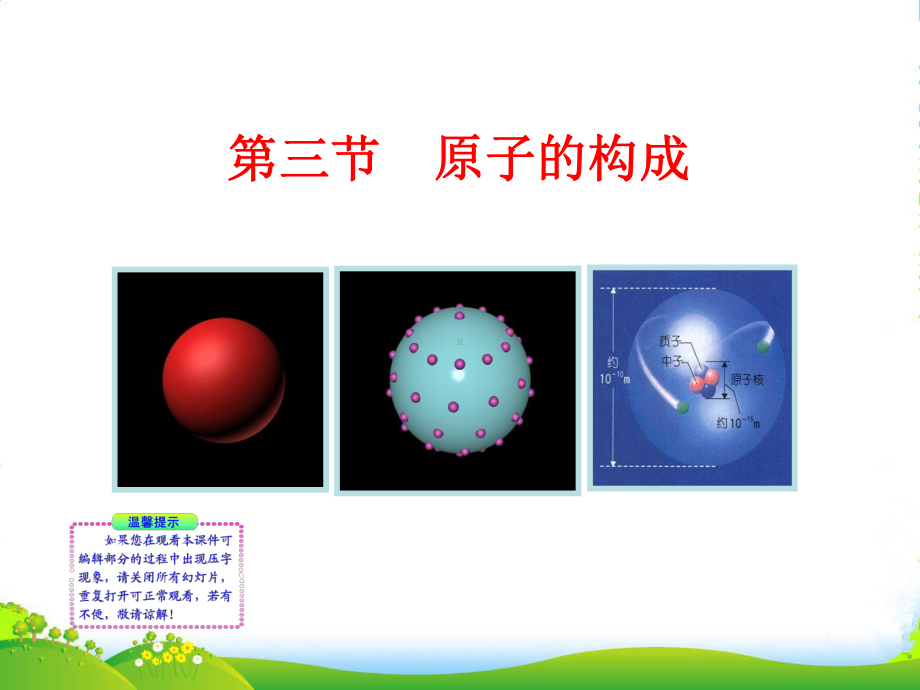 九年级化学上册-第三节-原子的构成同步授课课件-鲁教版.ppt_第1页