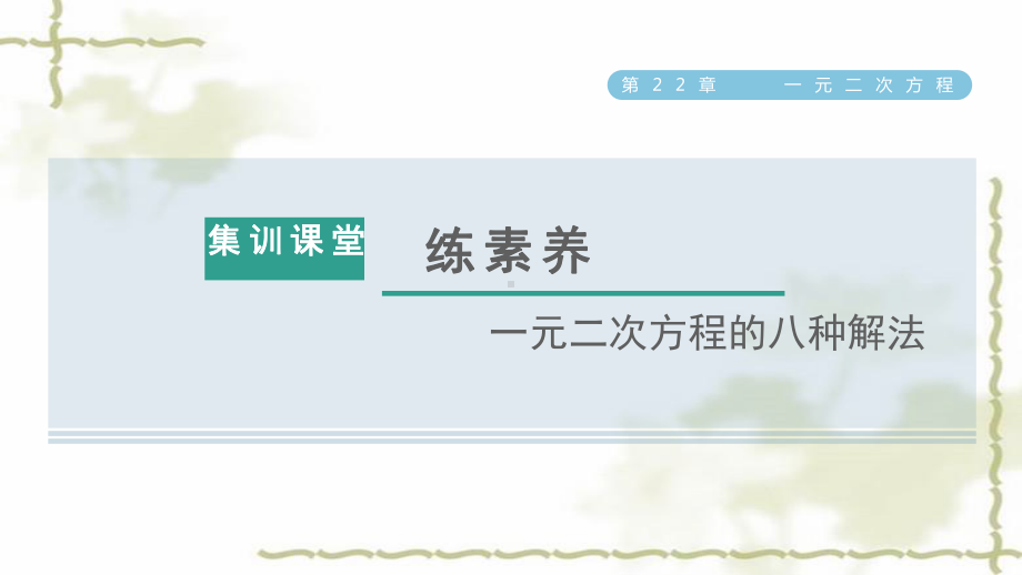 九年级数学上册第22章一元二次方程集训课堂练素养一元二次方程的八种解法课件.pptx_第1页