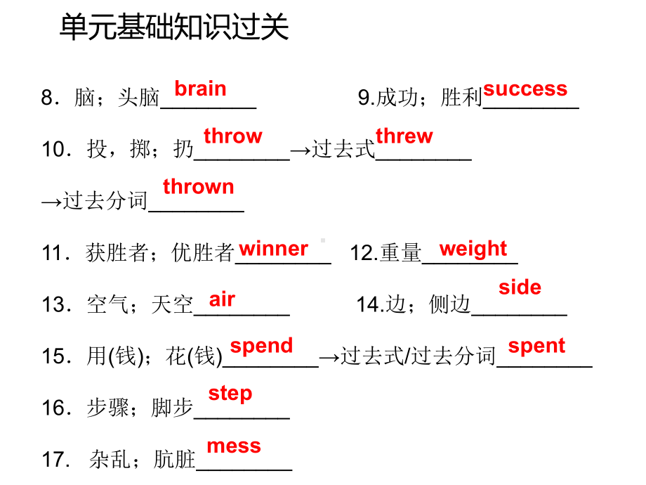 冀教版七年级下册英语《单元基础知识过关》Sports-and-Good-Health课件.pptx_第3页