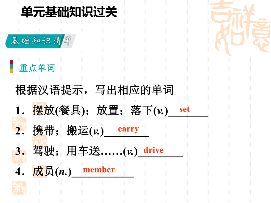 冀教版七年级上册英语《单元基础知识过关》Family-and-Home-课件.pptx_第2页