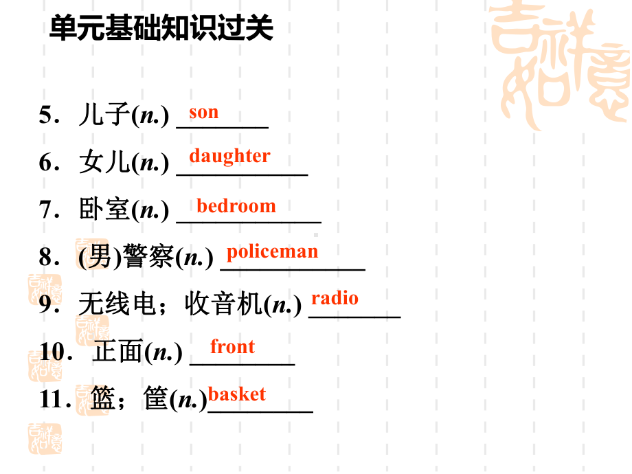 冀教版七年级上册英语《单元基础知识过关》Family-and-Home-课件.pptx_第3页