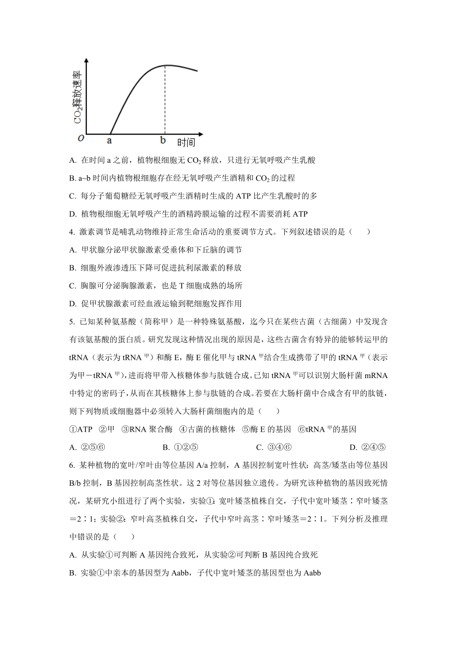 2023年陕西理科综合高考真题（Word档含答案）.docx_第2页