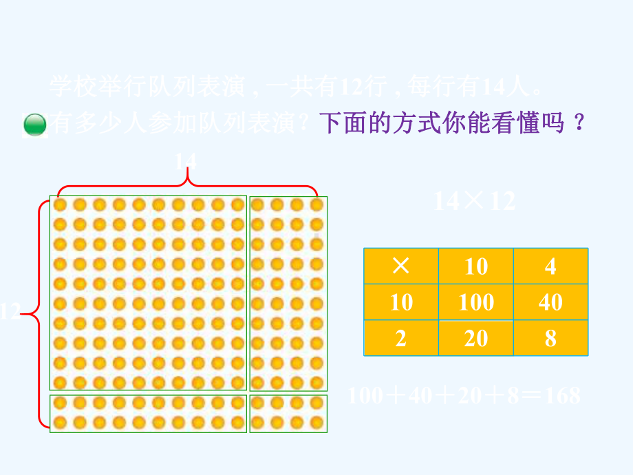 湟源县某小学三年级数学下册三乘法第2课时队列表演一课件北师大版-2.ppt_第3页