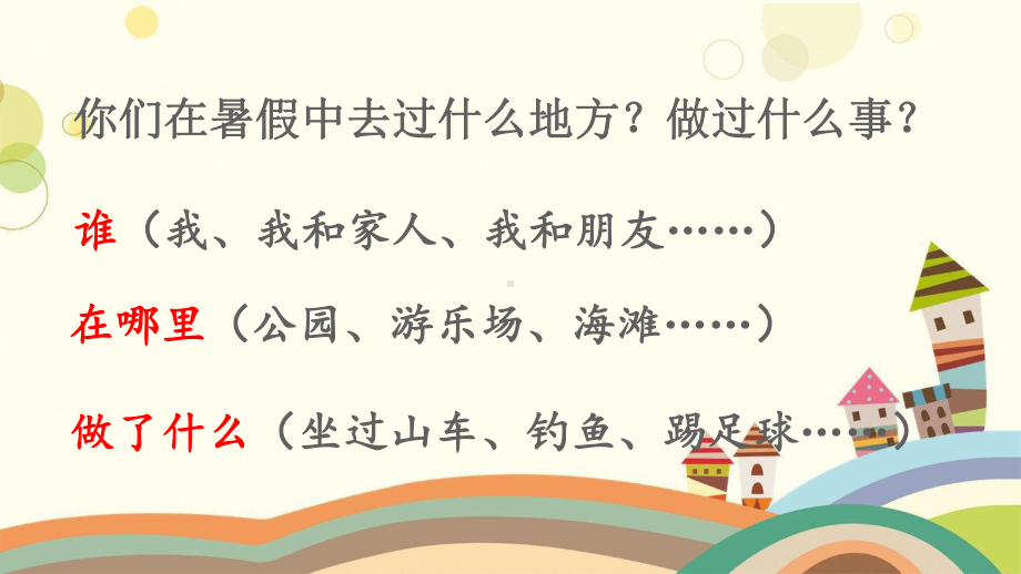 沈河区某小学三年级语文上册第一单元口语交际：我的暑假生活课件2新人教版三年级语文上册第一单元口语交际：.ppt_第1页