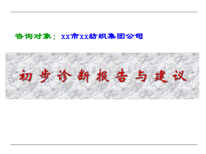 纺织公司初步诊断报告与建议课件.pptx