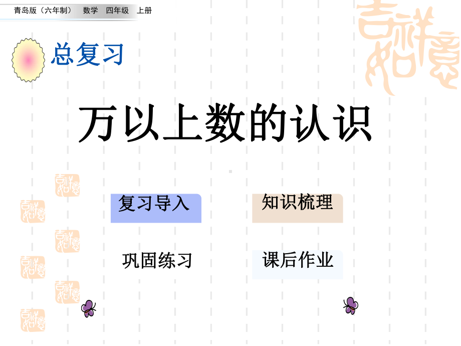 青岛版六三制小学四年级上册数学回顾整理-总复习-教学课件-万以上数的认识.ppt_第1页