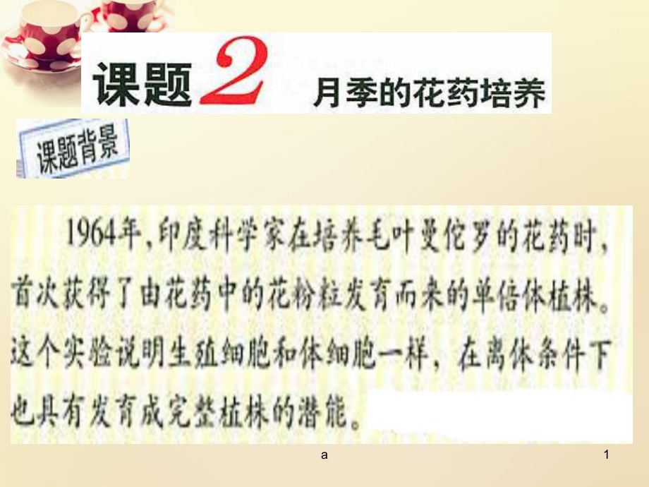 高中生物-专题3-课题2-月季的花药培养课件-新人教版选修1.ppt_第1页