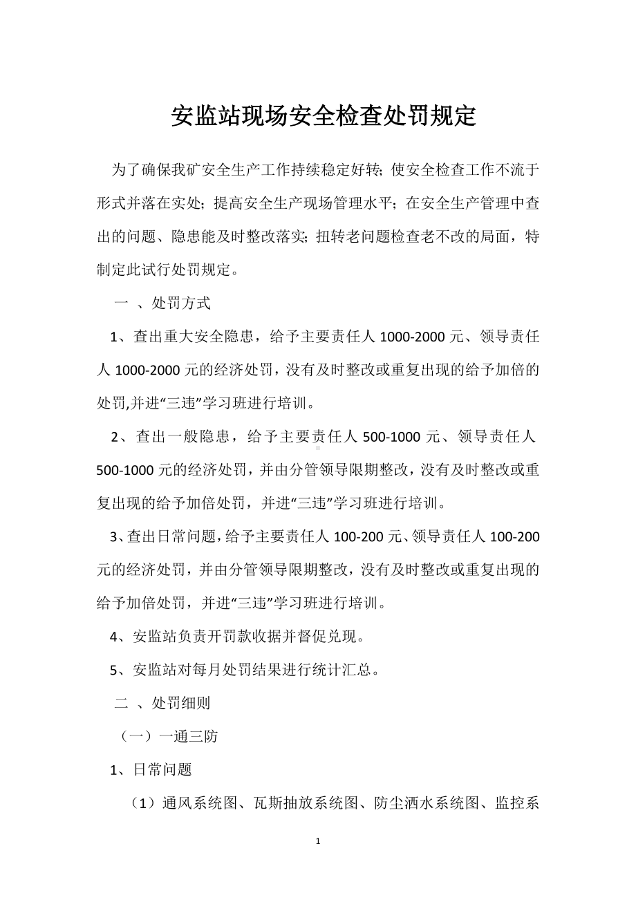 安监站现场安全检查处罚规定模板范本.docx_第1页