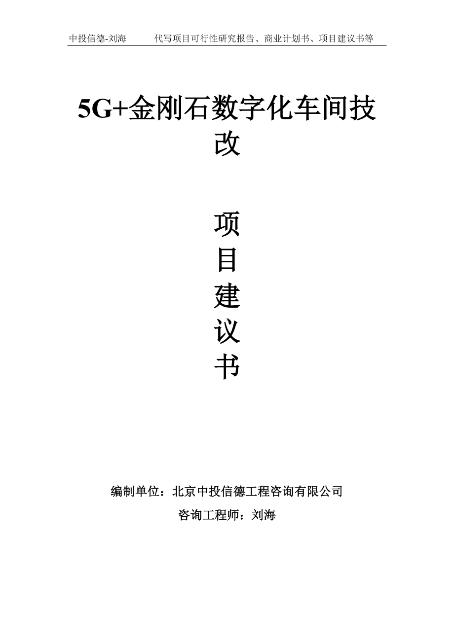 5G+金刚石数字化车间技改项目建议书-写作模板.doc_第1页