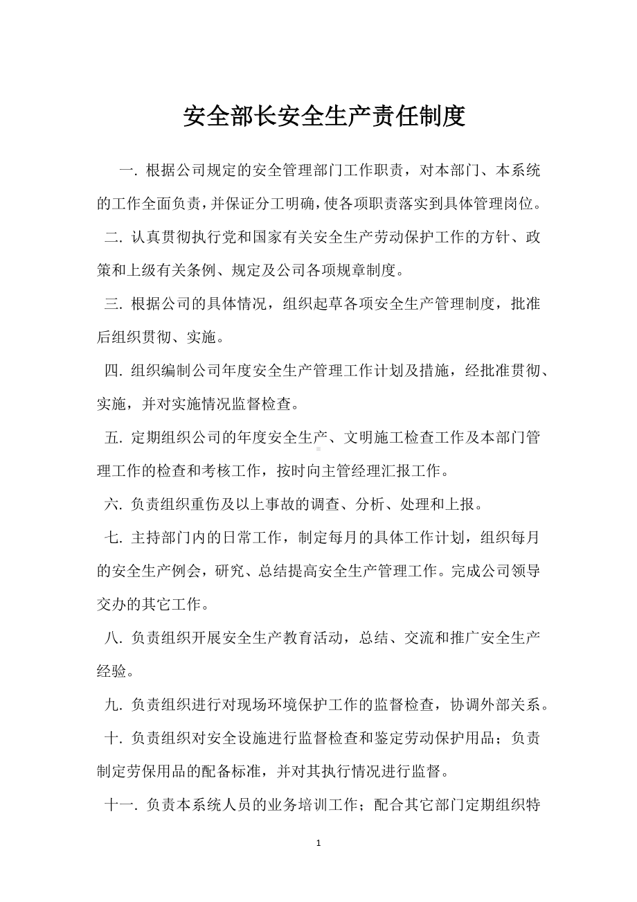 安全部长安全生产责任制度模板范本.docx_第1页