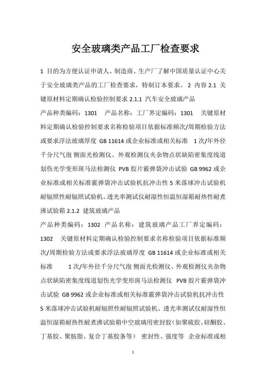 安全玻璃类产品工厂检查要求模板范本.docx_第1页