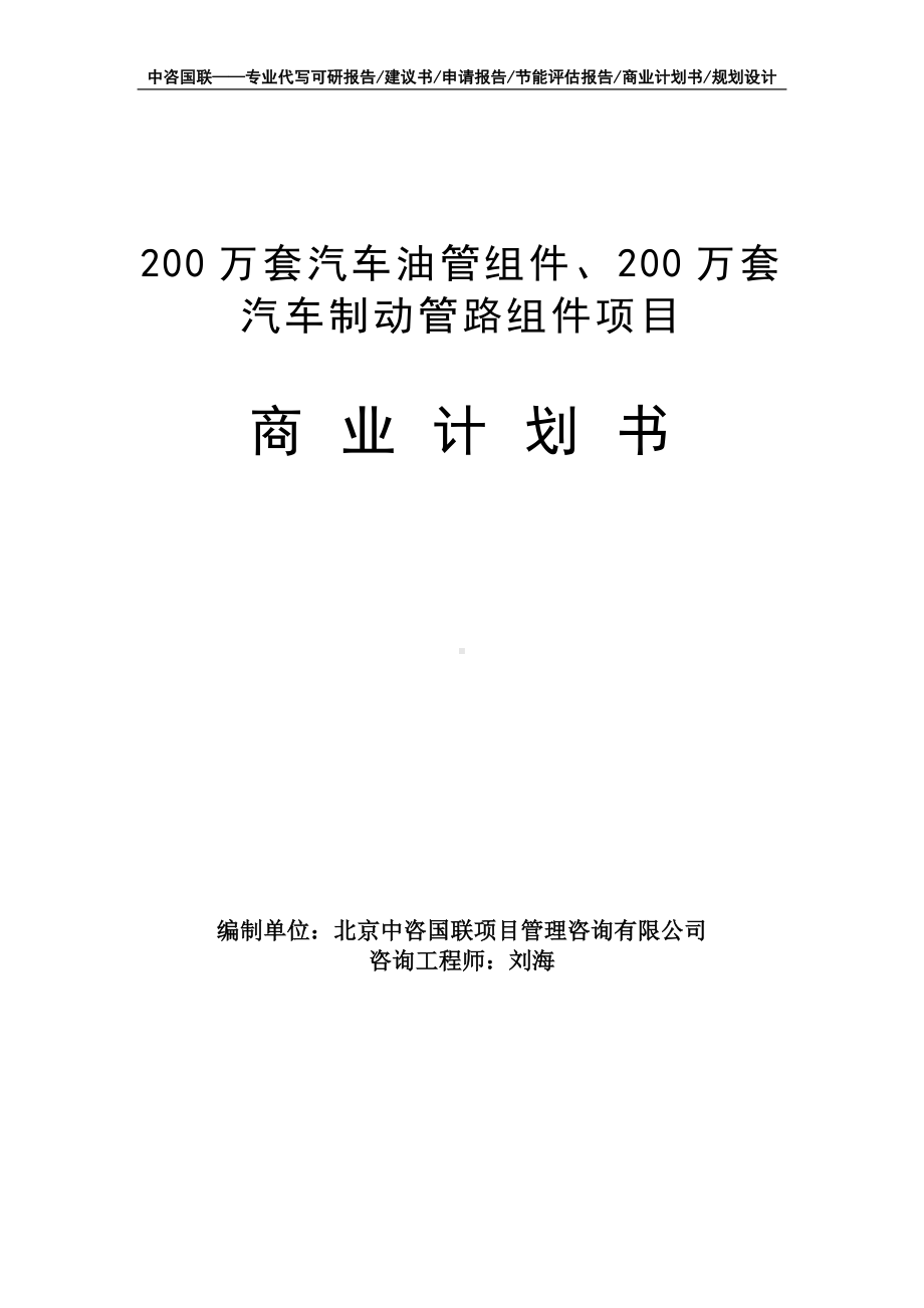 200万套汽车油管组件、200万套汽车制动管路组件项目商业计划书写作模板-融资招商.doc_第1页