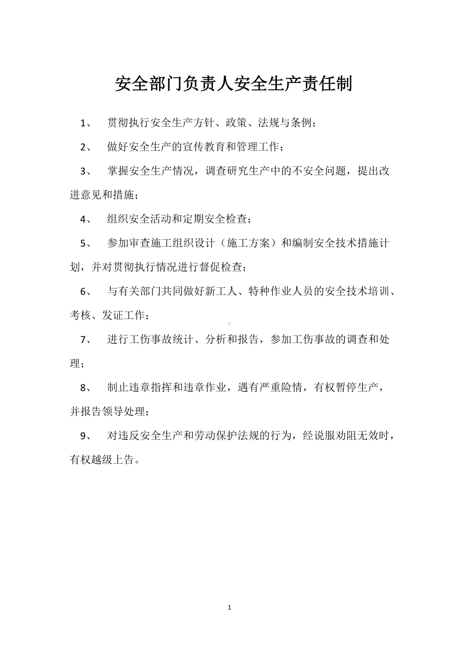 安全部门负责人安全生产责任制模板范本.docx_第1页