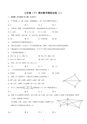 湖南省长沙市中雅培粹学校2022-2023学年七年级下学期数学期末模拟试卷.docx