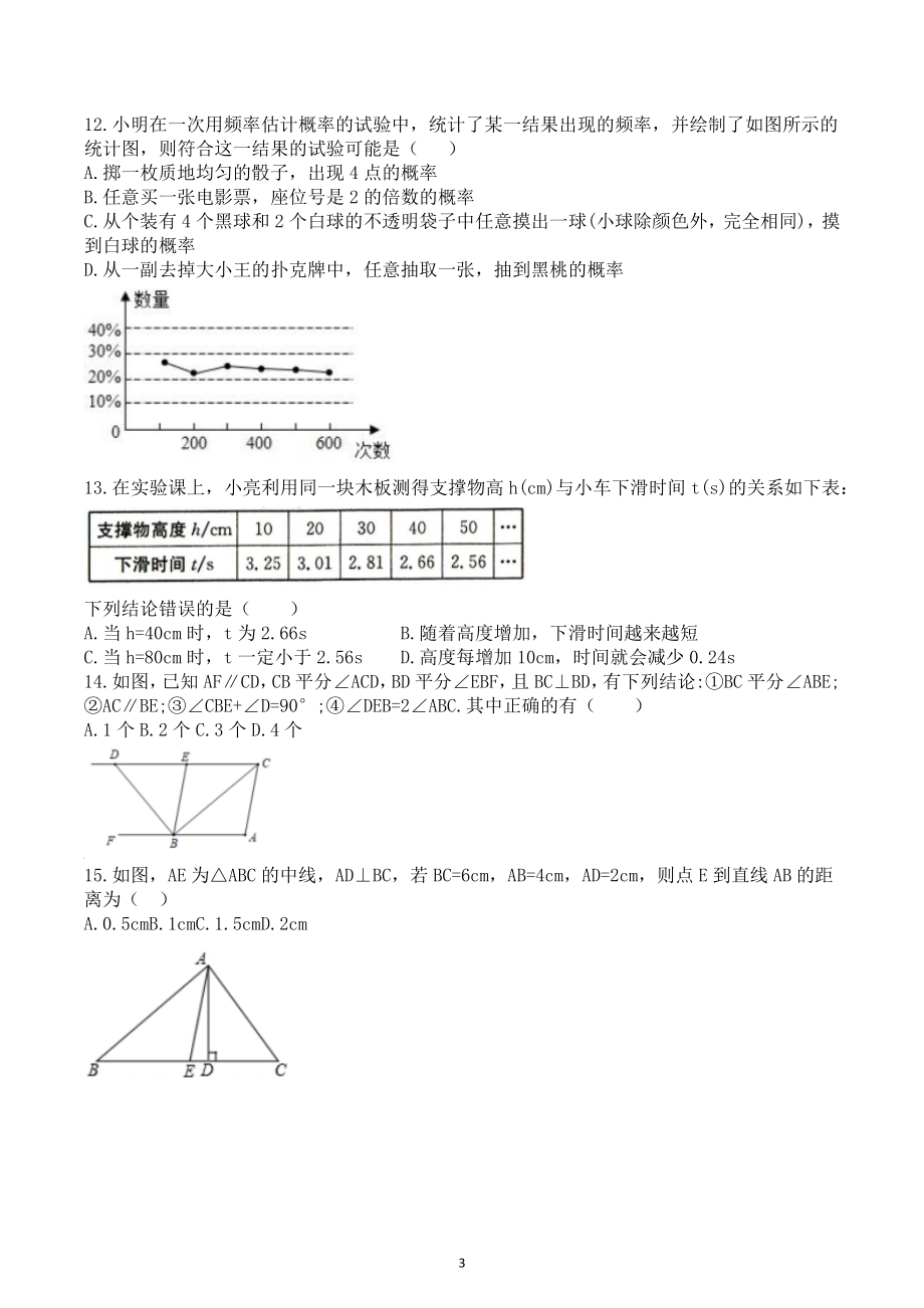 四川省达州市渠县 2022-2023学年七年级下学期期末数学综合练习题（二）.docx_第3页