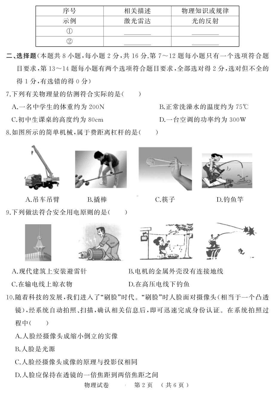 2023年河南省焦作市修武县中考一模物理试题 - 副本.pdf_第2页