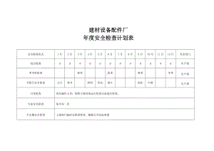 建材设备配件厂年度安全检查计划表.doc