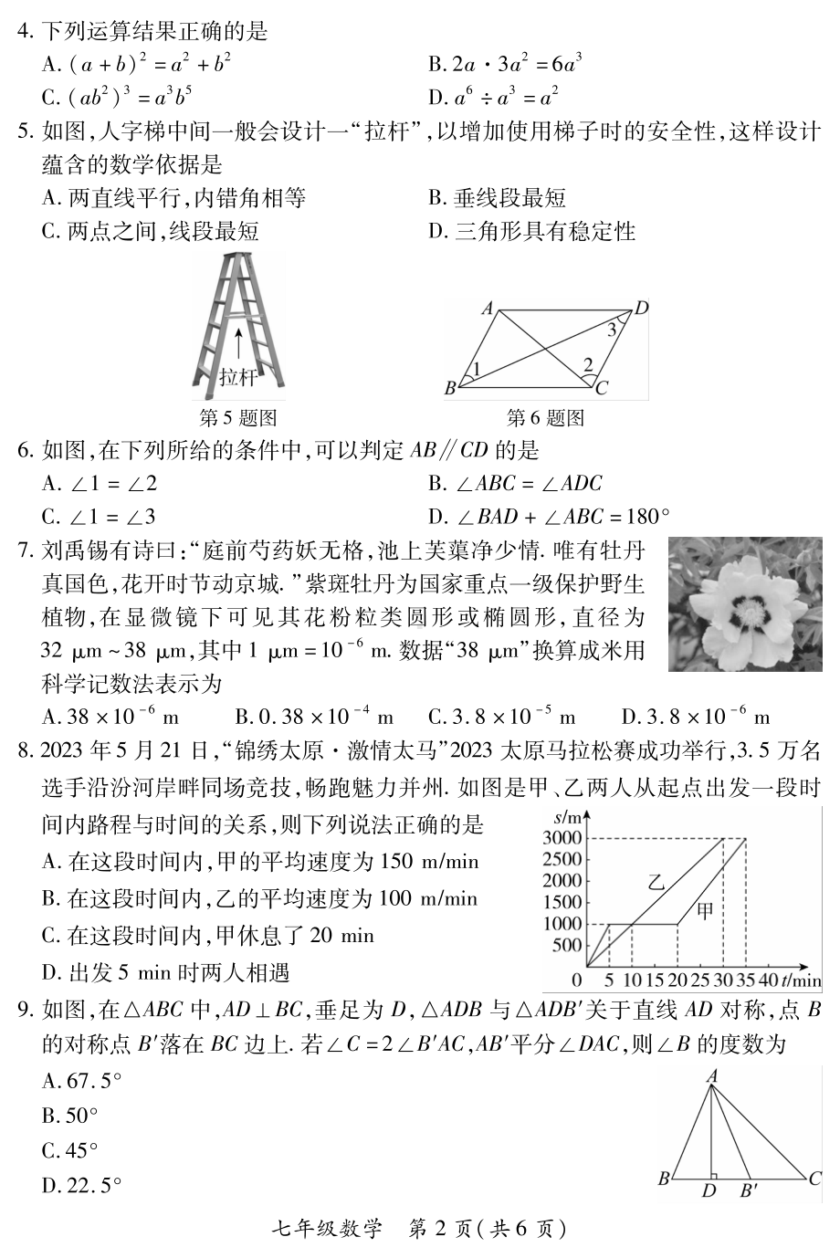 山西省临汾地区2022-2023学年七年级下学期期末数学试卷北师大版 - 副本.pdf_第2页