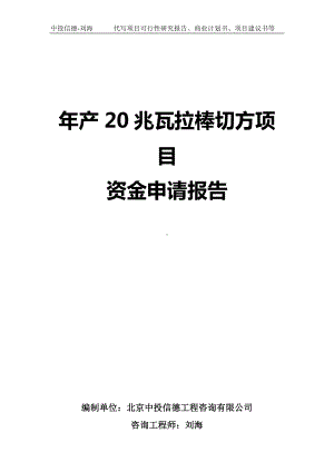 年产20兆瓦拉棒切方项目资金申请报告写作模板.doc