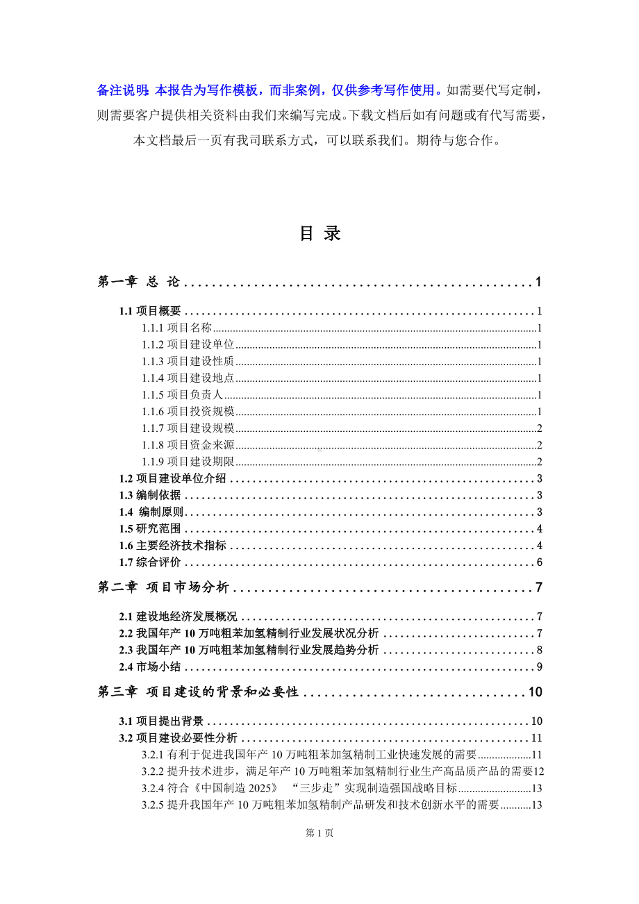 年产10万吨粗苯加氢精制项目资金申请报告写作模板.doc_第2页