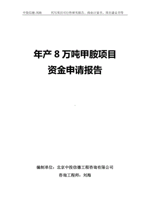 年产8万吨甲胺项目资金申请报告写作模板.doc