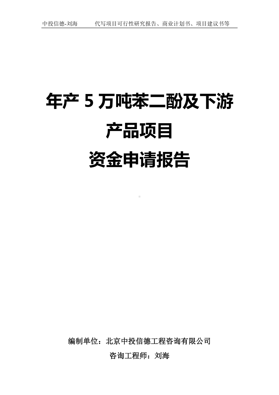 年产5万吨苯二酚及下游产品项目资金申请报告写作模板.doc_第1页