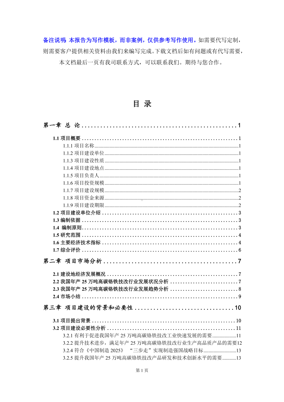 年产25万吨高碳铬铁技改项目资金申请报告写作模板.doc_第2页