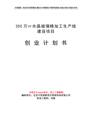 350万㎡水晶玻璃精加工生产线建设项目创业计划书写作模板.doc