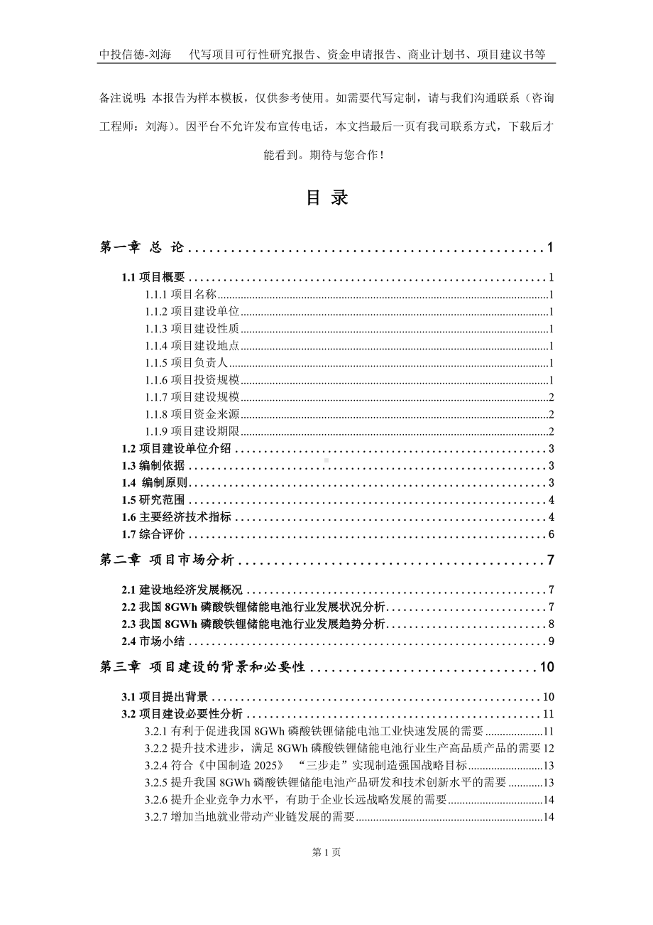 8GWh磷酸铁锂储能电池项目资金申请报告写作模板定制.doc_第2页