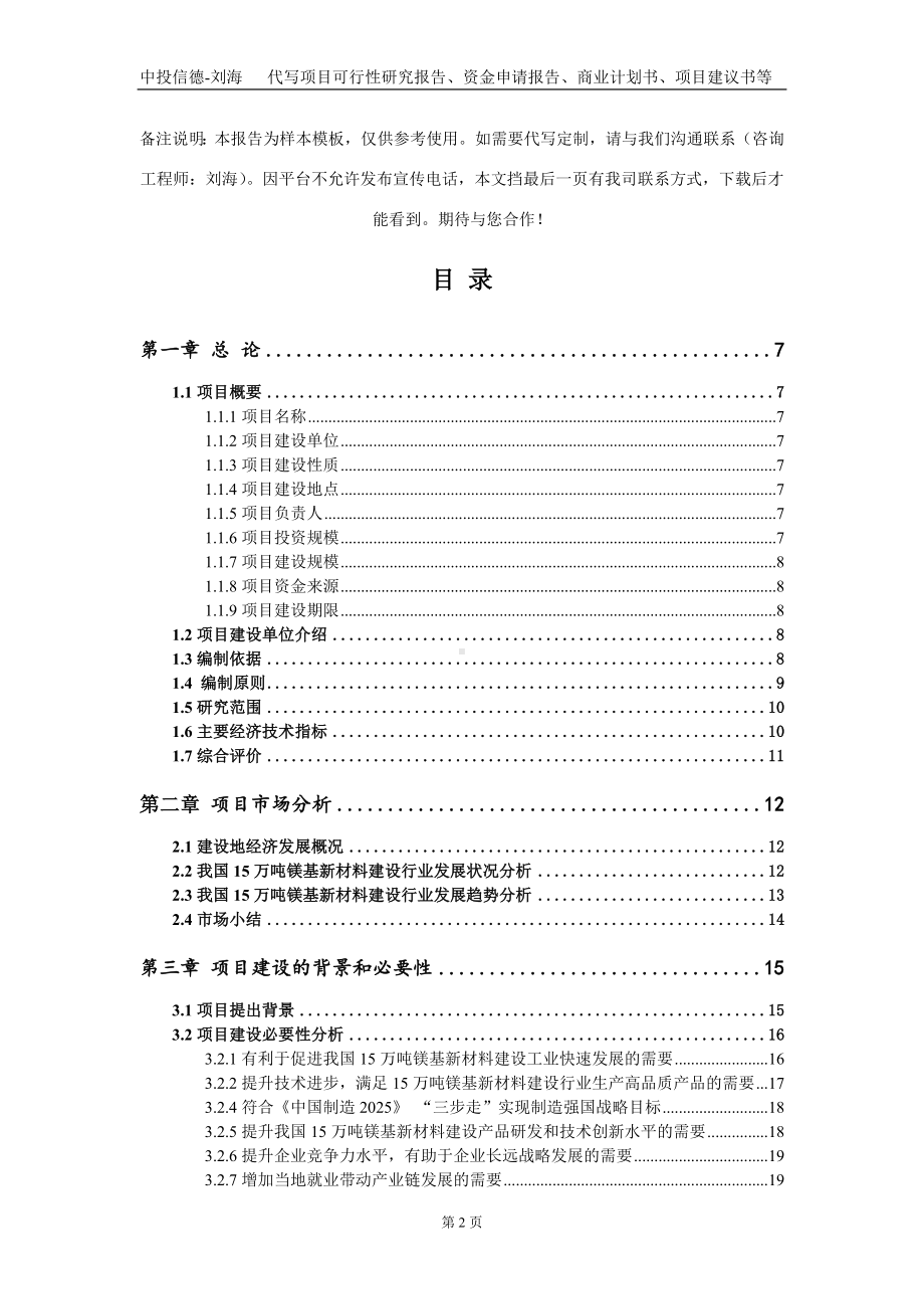 15万吨镁基新材料建设项目资金申请报告写作模板.doc_第2页