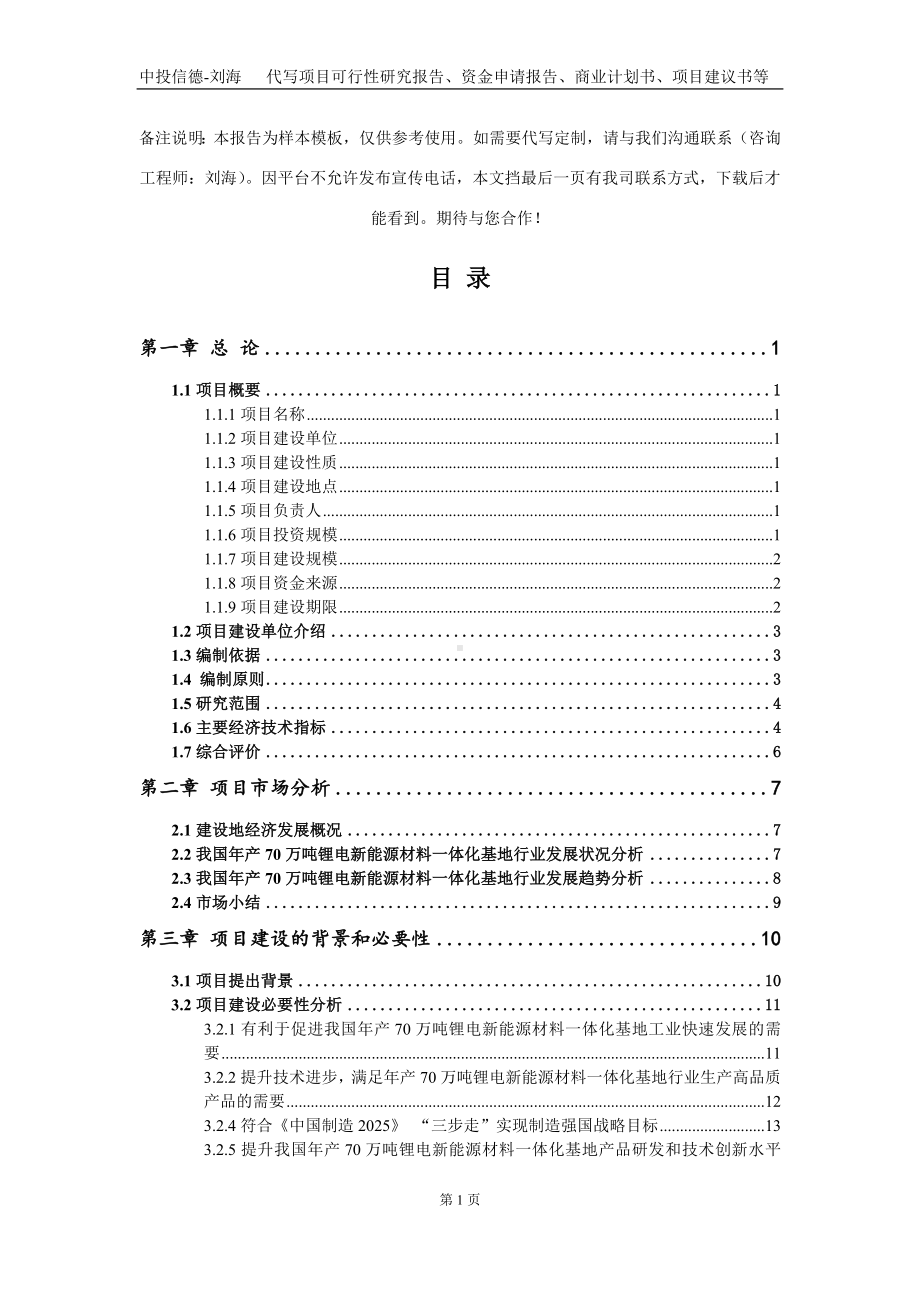 年产70万吨锂电新能源材料一体化基地项目资金申请报告写作模板定制.doc_第2页