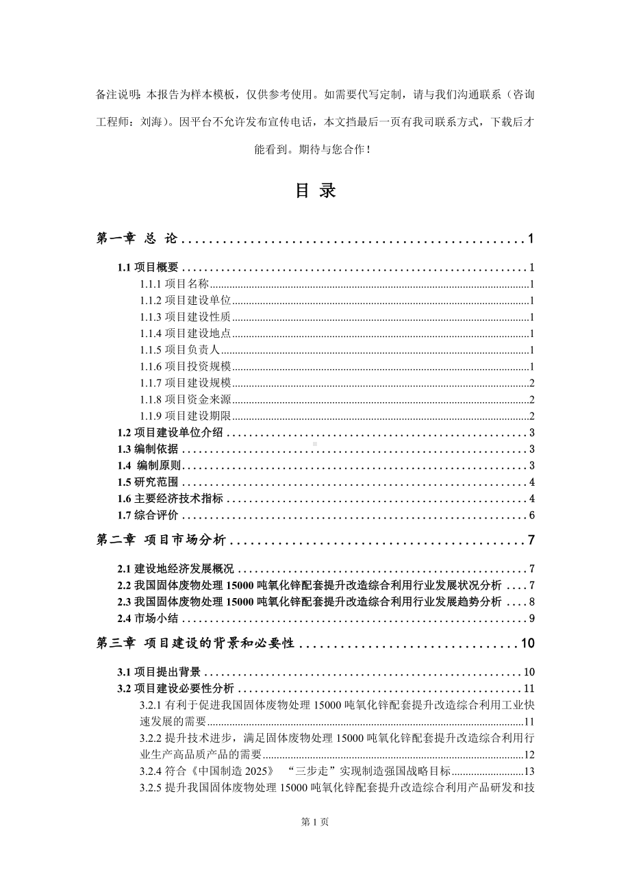 固体废物处理15000吨氧化锌配套提升改造综合利用项目可行性研究报告模板.doc_第2页