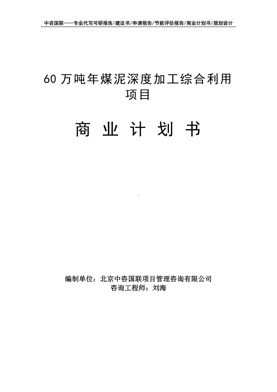 60万吨年煤泥深度加工综合利用项目商业计划书写作模板-融资招商.doc_第1页