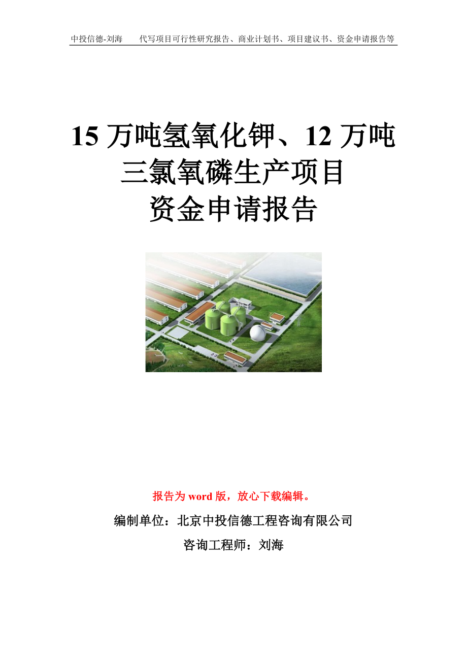 15万吨氢氧化钾、12万吨三氯氧磷生产项目资金申请报告模板.doc_第1页