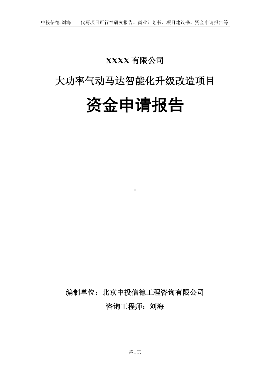 大功率气动马达智能化升级改造项目资金申请报告写作模板.doc_第1页