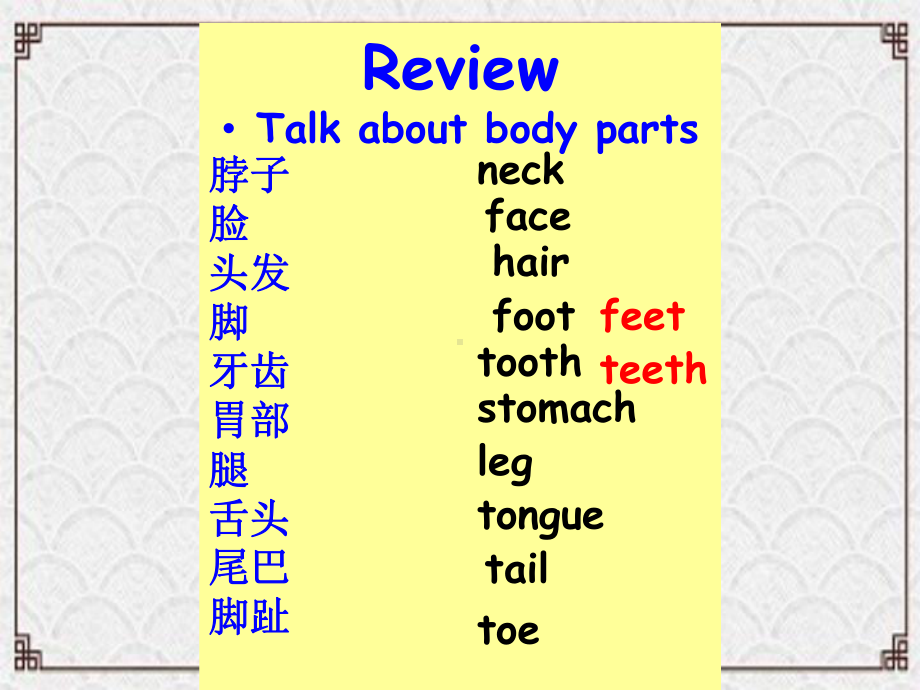 高碑店市某中学七年级英语上册Unit3BodyPartsandFeelingsUnitReview课件.ppt_第3页