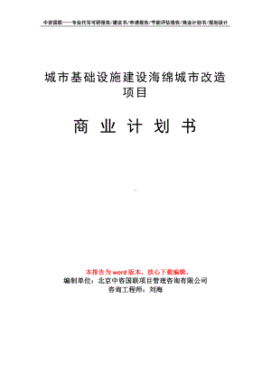 城市基础设施建设海绵城市改造项目商业计划书写作模板招商-融资.doc