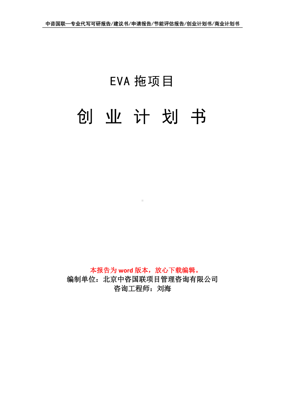 EVA拖项目创业计划书写作模板.doc_第1页