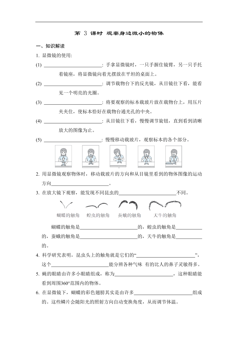 第一单元　 微小世界第 3 课时 观察身边微小的物体 同步学案（原卷版）.docx_第1页