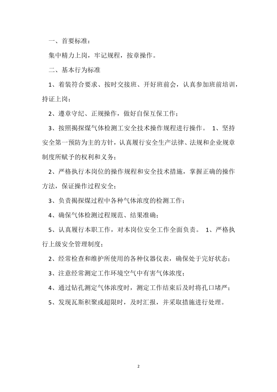 揭探煤气体检测工岗位标准化作业标准模板范本.docx_第2页