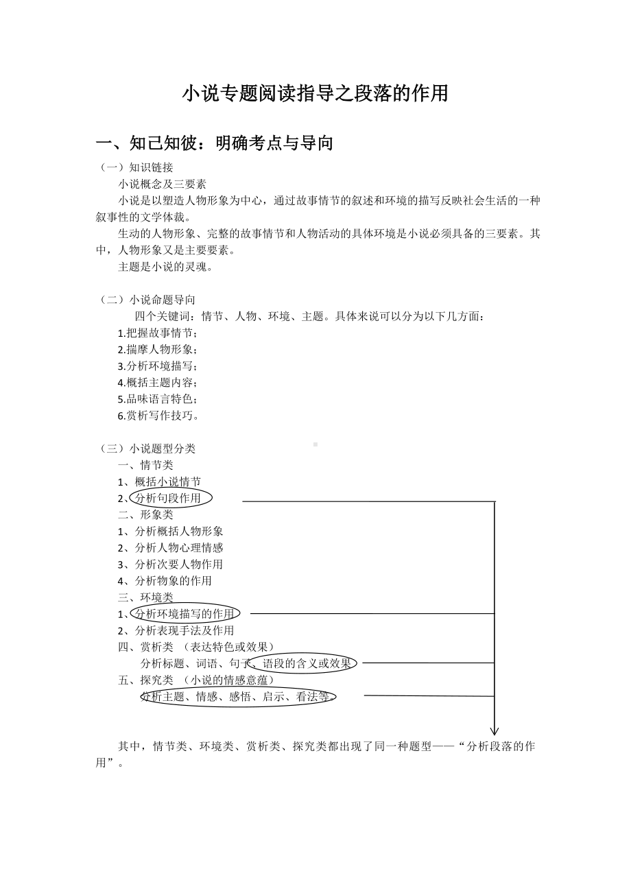 部编版七年级语文上册《小说专题阅读指导之段落的作用》教案（二次备课）.doc_第1页