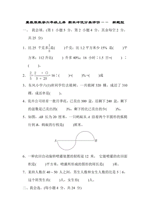 冀教版数学六年级上册 期末冲优分类评价- 新题型.docx